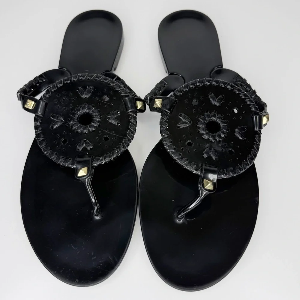 Jack Rogers Black Georgica Jelly Thong Sandal Women’s 10